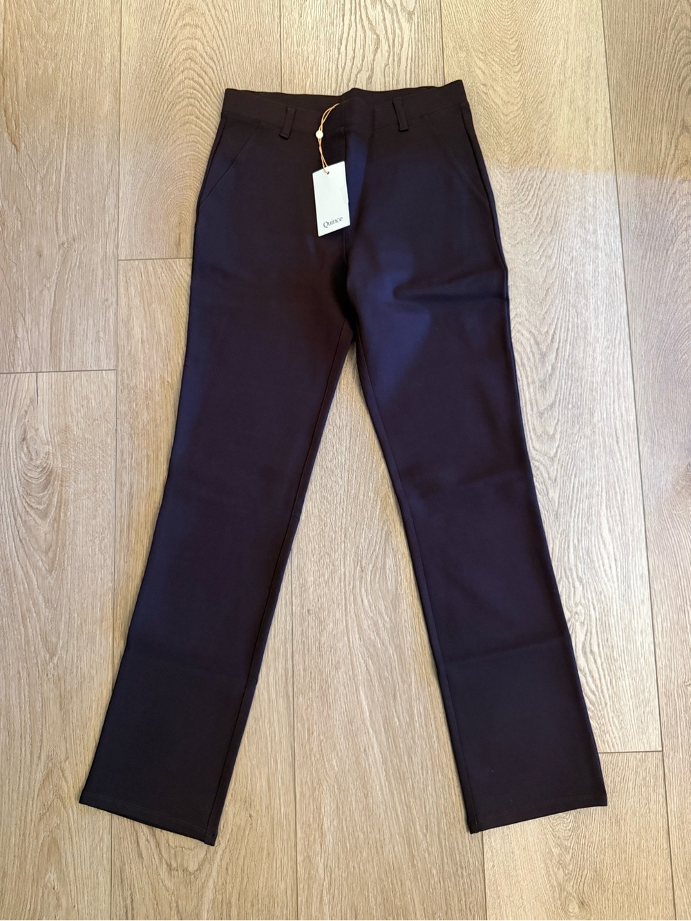 NWT Quince Ultra-Stretch Ponte Straight-Leg Pants Espresso Brown Size S